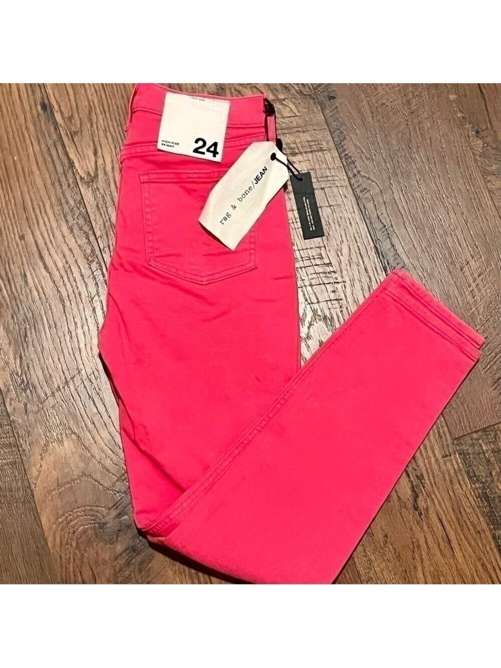 rag & BONE hot pink skinny high rise jeans. Size 24 - Picture 2 of 9